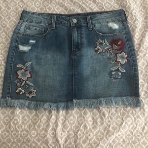 Embroidered Denim Mini Skirt